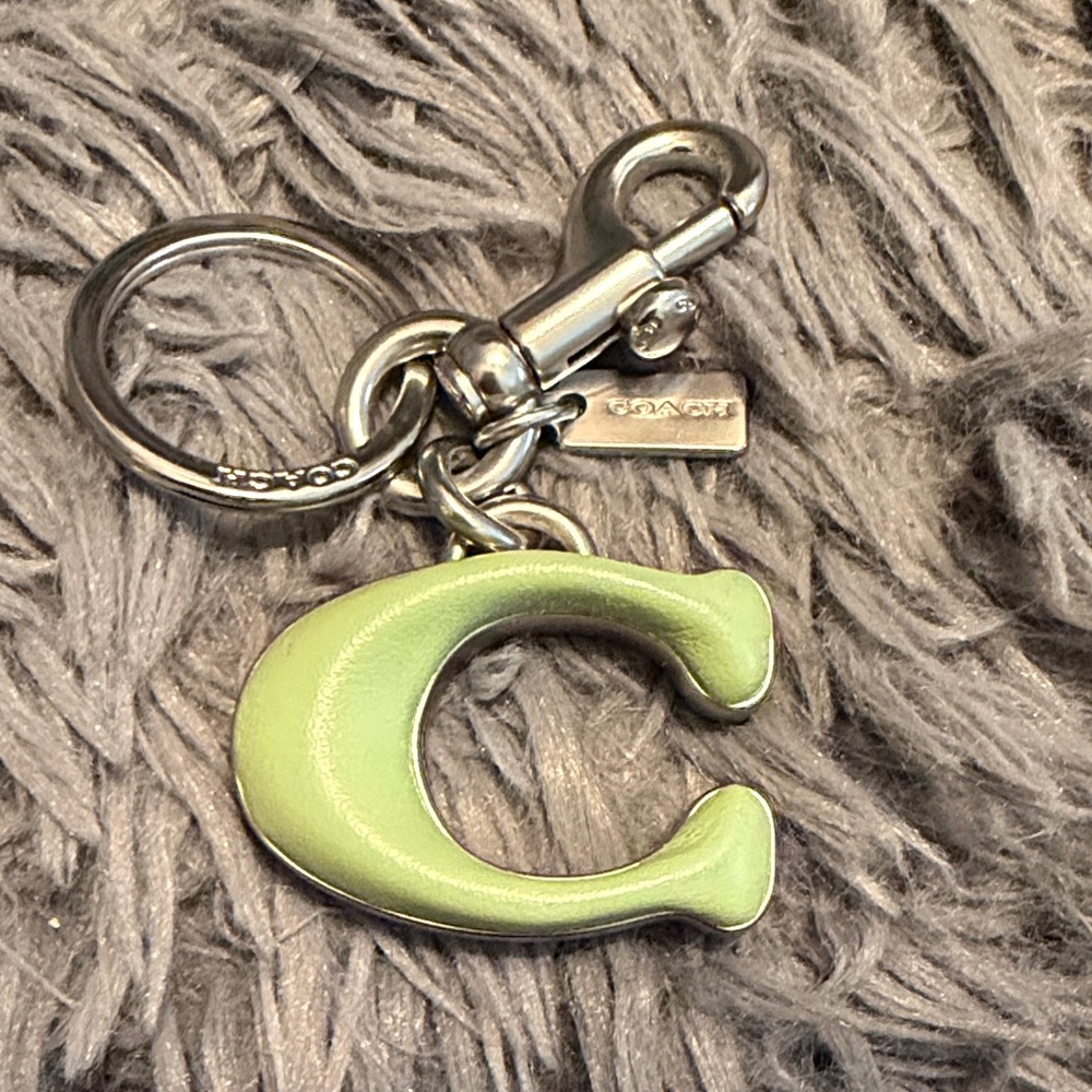 Coach Silver and Light Green Key Holder